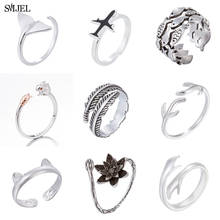 SMJEL кольцо в стиле панк-рок, женское регулируемое обручальное кольцо, модное мужское женское ювелирное изделие, кольцо в виде хвоста русалки с цветком 2024 - купить недорого