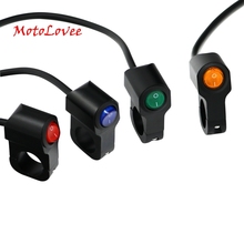 Motolovee-faro LED Universal para manillar de motocicleta, luz antiniebla, interruptor de encendido y apagado, de aleación de aluminio, color negro, 12V 2024 - compra barato