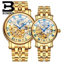 BINGER-Reloj de pulsera para hombre y mujer, accesorio masculino de marca de lujo, dorado, automático, mecánico 2024 - compra barato