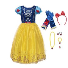 MUABABY/нарядное платье принцессы Белоснежки для маленьких девочек детский праздничный костюм с пышными рукавами детский наряд на Хэллоуин и день рождения 2024 - купить недорого