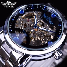 Winner Blue Ocean Fashion Casual Designer Stainless Steel Men Skeleton Watch Mens Watches Top Brand Luxury Automatic Watch Clock 2024 - buy cheap