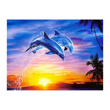 5D DIY Diamond Painting Embroidery Sunset Two Dolphins Handicraft Needlework Full Diamond Mosaic Cross Stitch Home Decor 2024 - buy cheap