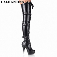 LAIJIANJINXIA Black Fetish Boots Shoes Women Sexy High Heel Platform Pointed Toe Thigh High Boots Over-the-Knee Boots Shoes 2018 2024 - buy cheap