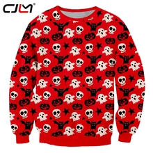 CJLM Halloween Lovely Bat Ghost Men's Sweatshirt 3D Printed Red Pumpkin Skulls Man Personality Big Size Pullover 6XL 2024 - buy cheap