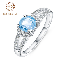 Anel de balé gem's 1.05ct azul suíço anel de topázio 925 prata esterlina aliança de noivado para mulheres joias finas 2024 - compre barato