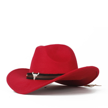 Sombrero de lana ahuecado para niño y niña, Sombrero de Cowboy del Oeste, ala enrollada, Outblack, Sombrero de Jazz para Hombre, 2019 2024 - compra barato