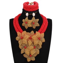 Dudo-conjunto de joyas de lujo de Dubái, conjunto de joyas de flores y cuentas africanas de cristal para bodas nigerianas, collar, novedad de 2019 2024 - compra barato