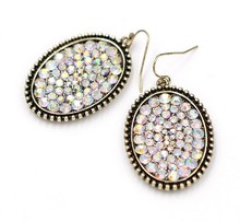 Brand New Fashion Stunning Geometric Oval Pave Crytal Big Drop Earrings for Women 2024 - buy cheap