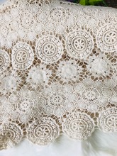 Beige Cotton Lace Fabric, Embroidered Lace Fabric, cotton fabric lace, wedding table cloth 2024 - buy cheap