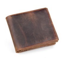 Crazy horse leather men wallets vintage men short fold wallets card holder purse new arrival brand design wallet 2024 - buy cheap