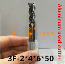 Fresadora de aleación de aluminio 3F-2.0*4*6*50 MM, fresa de carburo de aluminio, fresa CNC, herramienta de fresado CNC 2024 - compra barato