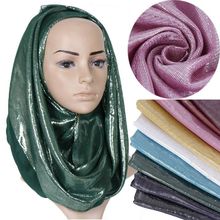 Shiny Mettelic Women's Cotton Scarf Muslim Hijab With Tassel Shimmer Sliver Thread Headscarf Lurex Long Shawl Thin Wrap 180x63cm 2024 - buy cheap