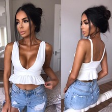 2021 Fashion Ruffles Tank Top Women Summer Vest Crop Top Sleeveless Backless T Shirts Casual Clothing Bodycon Red Black White 2024 - buy cheap