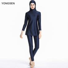 YONGSEN Muslim Swimwear Women Modest Patchwork Full Cover Long Sleeve Burkinis Wear Swimming Bathing Suit Beach Hijab Swimsuit 2024 - buy cheap