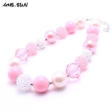 MHS.SUN Cute Design Chunky Beads Necklace Pink Bubblegum Chunky Necklace For Child/Kid/Girls Party Gift Jewelry 2PC 2024 - buy cheap