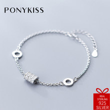 Pulsera de circón geométrico elegante de 100% Plata de Ley 925 de moda de PONYKISS para mujer, joyería delicada para fiesta de baile, Buen regalo de cumpleaños 2024 - compra barato