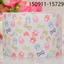 free shipping 50 yards 1 " 25 mm white background dog paw and bonepattern printed grosgrain tape ribbons for party decoration 2024 - buy cheap