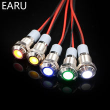 Ip67 impermeável de 8mm conduziu o piloto da lâmpada de sinal da luz indicadora de advertência do metal + fio 3 v 5 v 6 v 12 v 24 v 110 v 220v vermelho amarelo azul verde