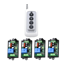 Interruptor de controle remoto universal rf com 4 teclas, kit com módulo de relé receptor 1ch de 220v 10a para luz diy e sku de garagem: 5238