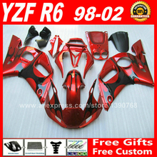 Fairing kit for YAMAHA R6 1998 - 2002 YZFR6 1999 2000 2001 red black bodywork parts yzf-r6 98 99 00 01 02 fairings kits H6S2 2024 - buy cheap