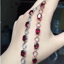 Garnet chain bracelet Free shipping Real natural red garnet 925 sterling silver Luxury bracelets  Gem Size 6*8mm 5pcs 2024 - buy cheap