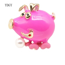 YDGY Cartoon Pink Pig Brooch Fashionable Delicate Lady's Brooch Accessories 2024 - buy cheap