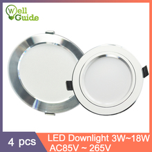 LED Downlight  4Pcs 3W 5W 9W 10W 12W 15W 18W LED Spot Lighting Round Recessed Lamp 220V 85V 265V Led Bulb Kitchen Bedroom Indoor 2024 - buy cheap