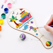 Raqueta de juguete de madera para niños, grafiti, pintura Manual, juego educativo hecho a mano, artesanías 2024 - compra barato