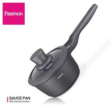 FISSMAN-sartén antiadherente de aluminio para salsa, olla de inducción con tapa de vidrio, 16cm, Greblon C3 2024 - compra barato