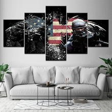 Arte de pared para sala de estar, decoración del hogar, Imagen en lienzo, 5 piezas, águila, bandera americana, soldados, Guerrero, pintura HD, impresiones abstractas, carteles 2024 - compra barato