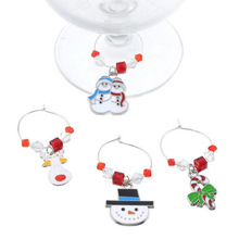 White Red Crystal Glass Snowman Deer Charm Pendant Christmas Glass Wine Charm 6pcs/Set With Box For DIY Jewelry Making 2024 - buy cheap