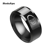 MadApe 8 мм кольцо для мотоциклистов, в стиле панк, с черепом, для мам, титановое кольцо из нержавеющей стали, байкерские кольца для мужчин и женщин, украшения 2024 - купить недорого