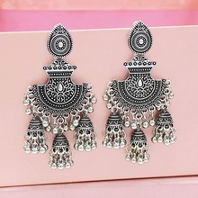 Indian Jhumka Oxidized Bells Statement Earrings Boho Ethnic Big Drop Earring Pendientes Vintage Oorbellen Tribal Jewelry Afghan 2024 - buy cheap