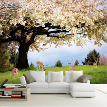 Beibehang Custom home 3D living room decoration cherry tree deer photo wallpaper papel de parede para quarto 3d wallpaper murals 2024 - buy cheap