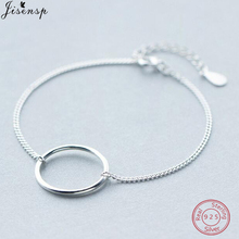 Jisensp Genuine 925 Sterling Silver Luxury Round Circle Bracelets for Women Geometric Bangles Everyday Jewelry Wedding Gift 2024 - buy cheap