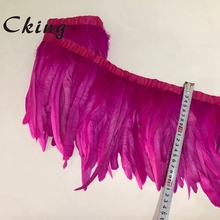 Real Rooster Tails 20-25cm hot pink Feathers Trimming/Ribbon For Crafts Dress Skirt Carnival Costumes Plumes wedding decorations 2024 - buy cheap