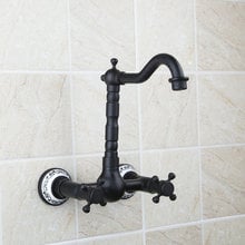 Grifo giratorio montado en la pared para baño, grifería de bañera de bronce negro, pulido con aceite, grifo giratorio para lavabo de cocina 2024 - compra barato