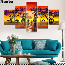 Pintura de diamante artesanal de punto de cruz para mujer africana, Kit completo bordado 5D cuadrado/redondo, mosaico de decoración, paisaje de elefante, 5 uds. 2024 - compra barato