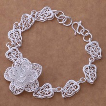 SL-AH285 Wholesale Free Shipping Silver Plated Bracelet For Women Men Silver Color Fashion Jewelry Rose Flower Bracelet Bangle 2024 - buy cheap