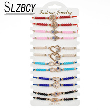 12 pcs/lot Women Crystal Beads Bracelets Sets Golden Tree of Life Infinite Love Heart Charm Bracelet Yoga Anklet Fashion Jewelry 2024 - buy cheap