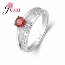 Moderno brilhante lindo 925 prata esterlina vermelho zircão cúbico noivado anel de dedo jóias feminino acessórios de festa da menina 2024 - compre barato