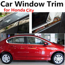 Venda quente de tira de decoração de janela de carro estilizada de aço inoxidável para janela de carro honda com faixa de decoração sem coluna, acessórios de carro 2024 - compre barato