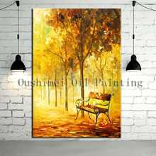 Hand Painted Cheap Oil Painting Hang Paintings Modern Autumn Street Landscape Picture Home Decor Painting On Canvas 2024 - buy cheap