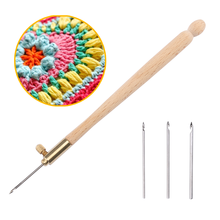 Quality French Crochet Hook Wooden Handle Crochet Hook With 3 Needles Embroidery Beading Hoop Sewing Tool Set DIY Craft 2024 - buy cheap