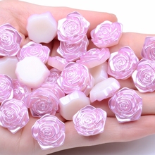Flor de Rosa 10 piezas 18mm perlas de imitación Flatback ABS resina Material medio perlas ideal para álbum de recortes de zapatos 2024 - compra barato