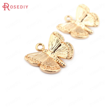 (B108)10 unidades de 11x10mm, 24K, Color dorado, colgantes de mariposa de latón, alta calidad, Diy, accesorios de joyería, venta al por mayor 2024 - compra barato