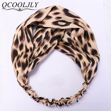 Qcooljly impressão leopardo cruz bandana para as mulheres turbante hairband estiramento trançado nó faixa de cabelo acessórios para cabelo headwear 2024 - compre barato