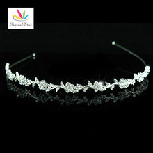 Peacock Star Bridesmaid Bridal Wedding Party Quality Flower Crystal Rhinestone Headband Tiara CT1263 2024 - buy cheap