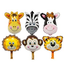 6 pçs leão animal tigre macaco zebra balão safari selva tema primeiro 1st festa de aniversário chá de fraldas gênero revelar decoração 2024 - compre barato