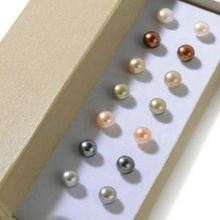 Pendientes de perlas cultivadas Multicolor AAA BV104, 7 juegos, 7-8mm, novedad de 2014, envío gratis 2024 - compra barato
